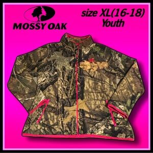 MOSSY OAK camo fleece zip up light weight JACKET size XL (16-18) youth